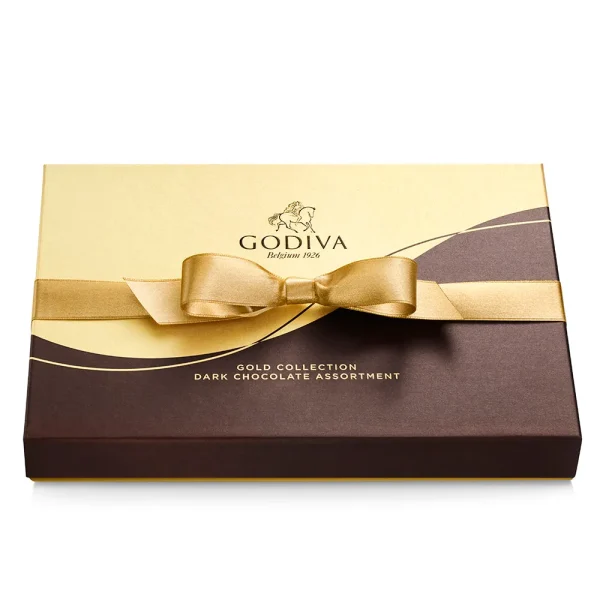 Dark Chocolate Gift Box, Gold Ribbon, 22 pc.