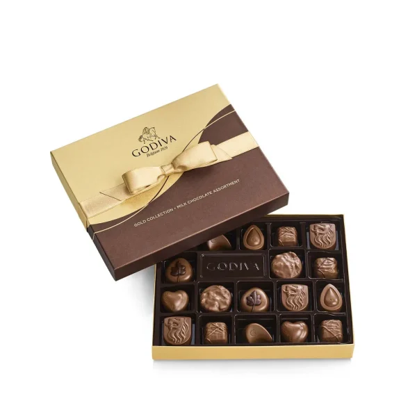 Milk Chocolate Gift Box, Gold Ribbon, 18 pc.