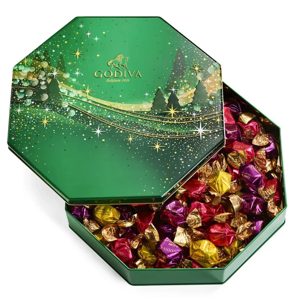 Holiday Sparkle Tin Assorted Wrapped G Cube Truffles, 50 pc.