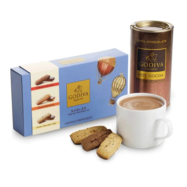 18 pc. Assorted Sablés Gift Box and Dark Cocoa Gift Set