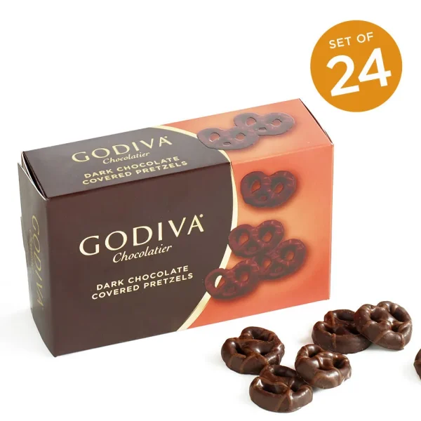 Dark Chocolate Covered Mini Pretzels, Set of 24