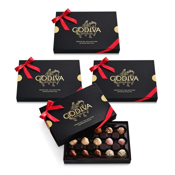 Signature Truffles Gift Box, Red Ribbon, 15pc, Set of 4
